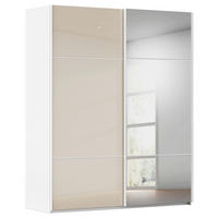 SCHWEBETÜRENSCHRANK 201/223/68 cm,  in Weiß, Champagner, 2 Tür(en)  - Champagner/Weiß, KONVENTIONELL, Glas/Holzwerkstoff (201/223/68cm) - Novel