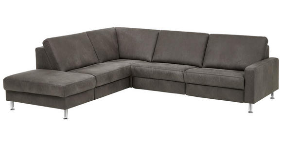 ECKSOFA in Mikrofaser Anthrazit 242/275 cm - Anthrazit/Alufarben, Design, Textil/Metall (242/275cm) - Dieter Knoll