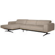 ECKSOFA  in Echtleder Beige  163/305 cm  - Eichefarben/Beige, Design, Leder/Holz (163/305cm) - Novel
