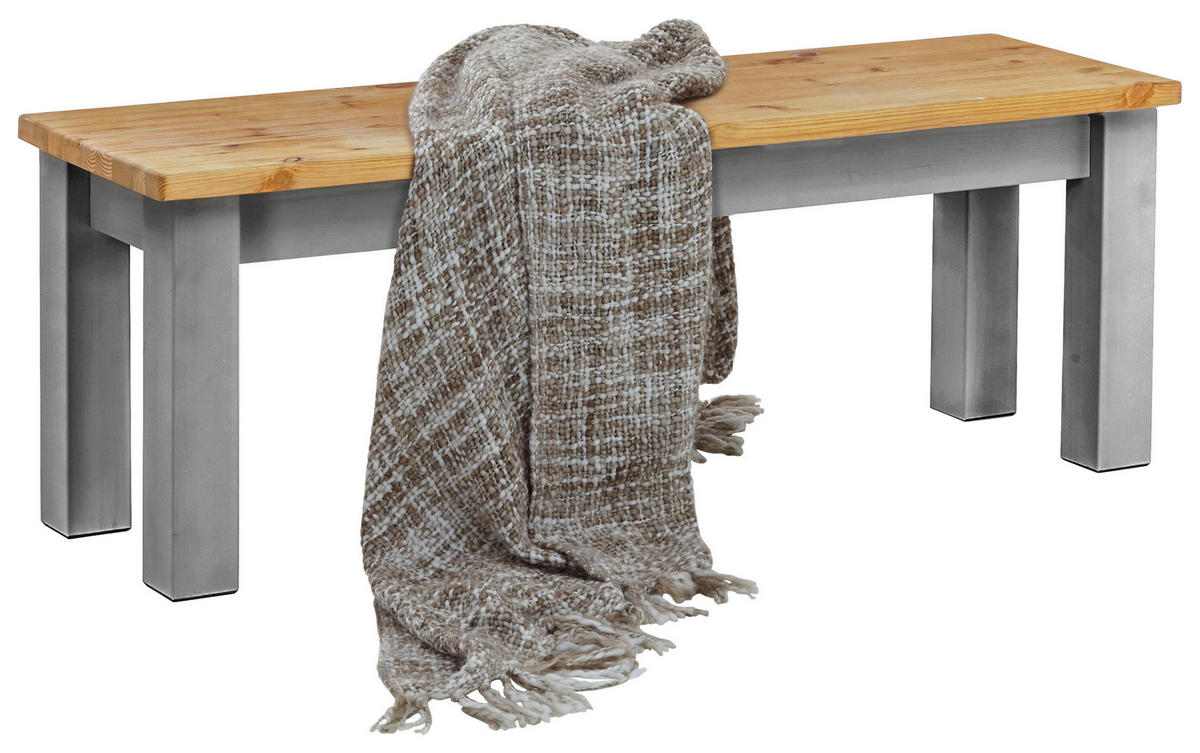 SITZBANK 130/46/40 cm Laugenfarbig, Grau Kiefer massiv  - Laugenfarbig/Grau, ROMANTIK / LANDHAUS, Holz (130/46/40cm) - Boxxx
