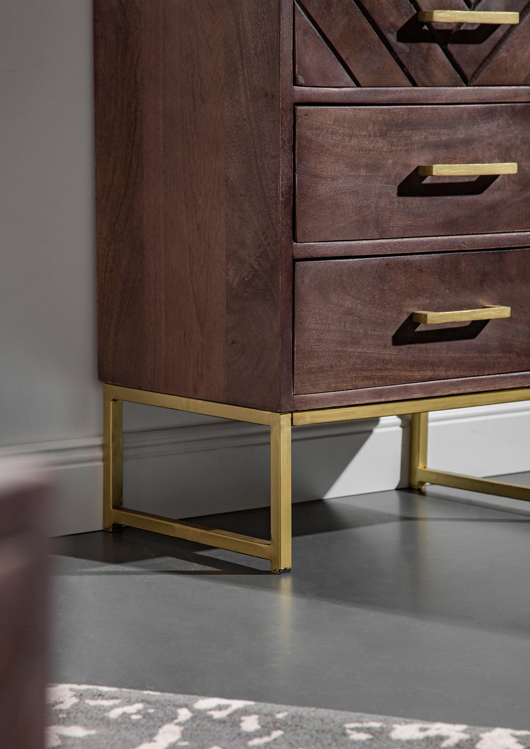 KOMMODE  in 45/60/33 cm  - Goldfarben/Braun, Trend, Holz/Metall (45/60/33cm) - Landscape