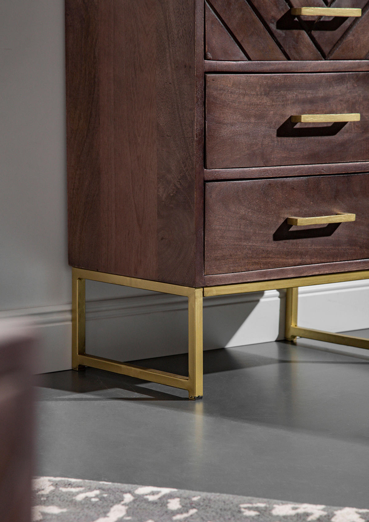 KOMMODE  in 45/60/33 cm  - Goldfarben/Braun, Trend, Holz/Metall (45/60/33cm) - Landscape