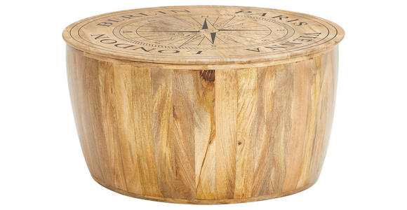 COUCHTISCH Mangoholz massiv 83/83/42 cm rund Naturfarben - Naturfarben, Design, Holz (83/83/42cm) - Carryhome