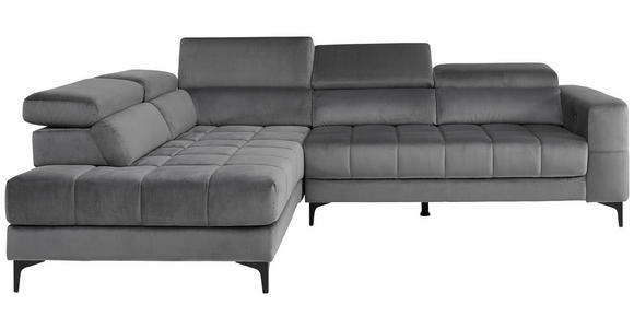 ECKSOFA inkl.Funktionen Dunkelgrau Samt  - Dunkelgrau/Schwarz, Design, Kunststoff/Textil (202/281cm) - Xora