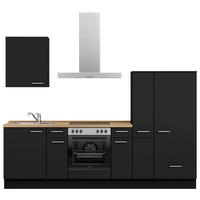 KÜCHENLEERBLOCK 270 cm   in Schwarz, Eichefarben  - Edelstahlfarben/Eichefarben, MODERN, Holzwerkstoff/Metall (270cm) - Nobilia