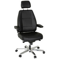 DREHSTUHL Schwarz  - Silberfarben/Schwarz, Basics, Leder/Kunststoff (70/152/70cm) - MID.YOU