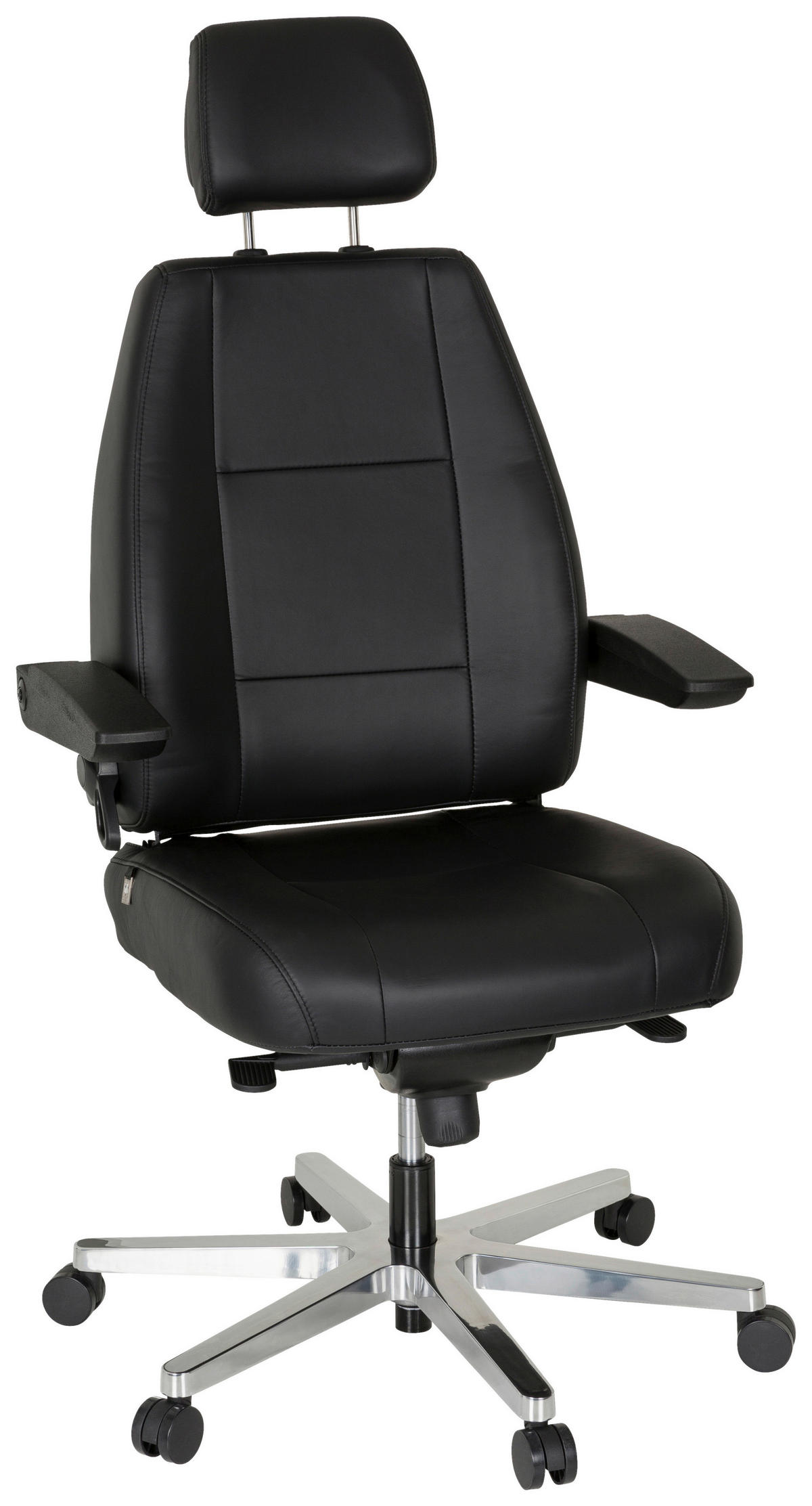 DREHSTUHL Schwarz  - Silberfarben/Schwarz, Basics, Leder/Kunststoff (70/152/70cm) - MID.YOU