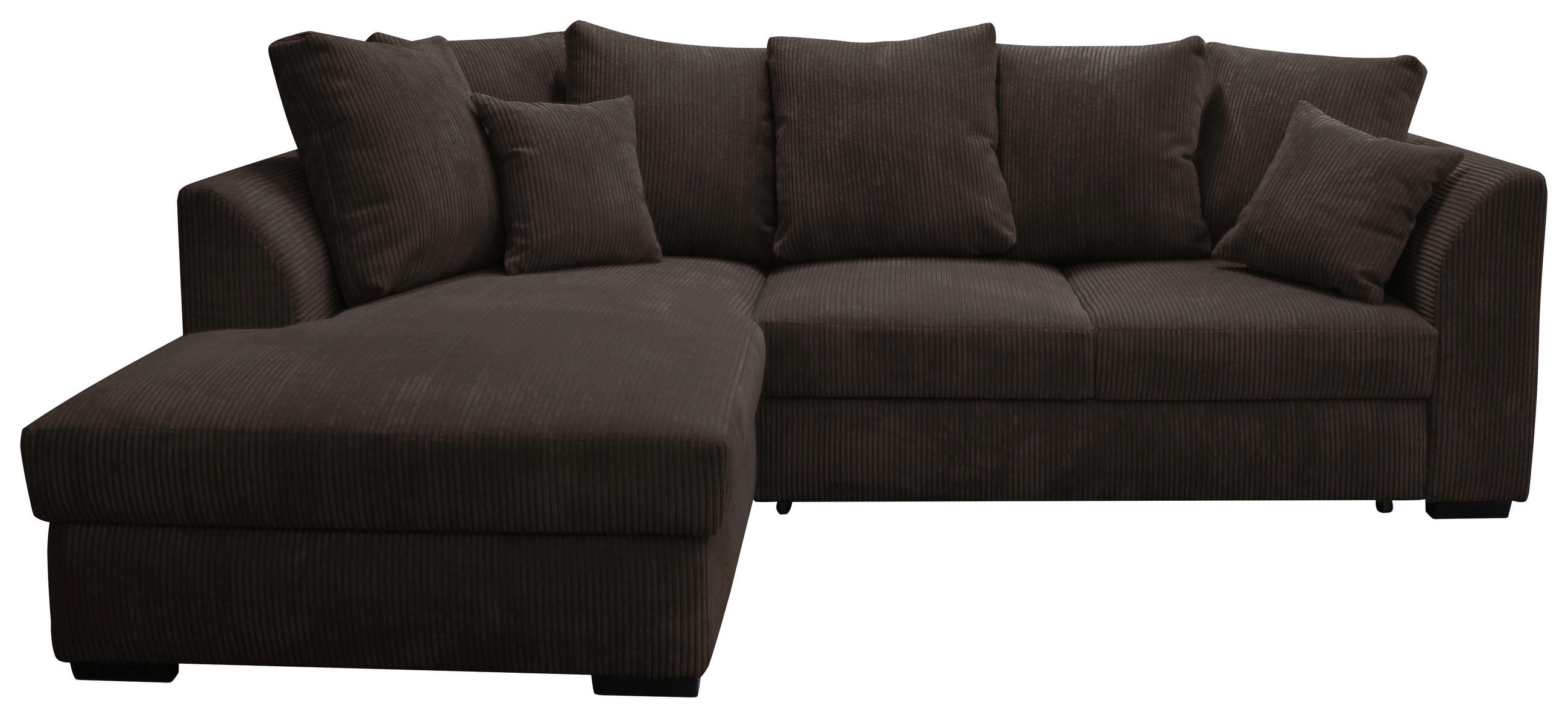 ECKSOFA inkl.Funktionen Dunkelbraun Cord  - Dunkelbraun/Schwarz, Design, Kunststoff/Textil (174/259cm) - Cantus