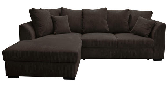 ECKSOFA  in Cord Dunkelbraun  174/259 cm  - Dunkelbraun/Schwarz, Design, Kunststoff/Textil (174/259cm) - Cantus