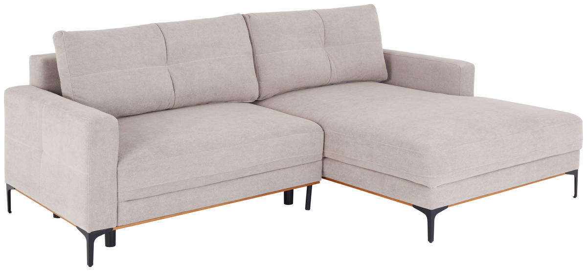ECKSOFA in Beige  - Beige/Schwarz, Modern, Textil/Metall (238/162cm) - Ondega