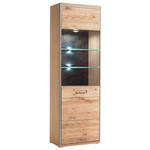 VITRINE  in furniert, massiv Eiche Eichefarben - Hellbraun/Edelstahlfarben, KONVENTIONELL, Glas/Holz (64/201/39cm) - Cantus