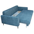 SCHLAFSOFA mit Liegefunktion, Schlafen auf Sitzhöhe, Rücken echt Chenille Petrol - Petrol/Schwarz, KONVENTIONELL, Textil/Metall (235/90/104cm) - Carryhome