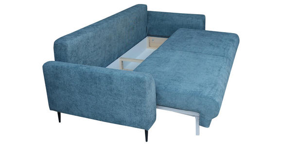 SCHLAFSOFA mit Liegefunktion, Schlafen auf Sitzhöhe, Rücken echt Chenille Petrol - Petrol/Schwarz, KONVENTIONELL, Textil/Metall (235/90/104cm) - Carryhome