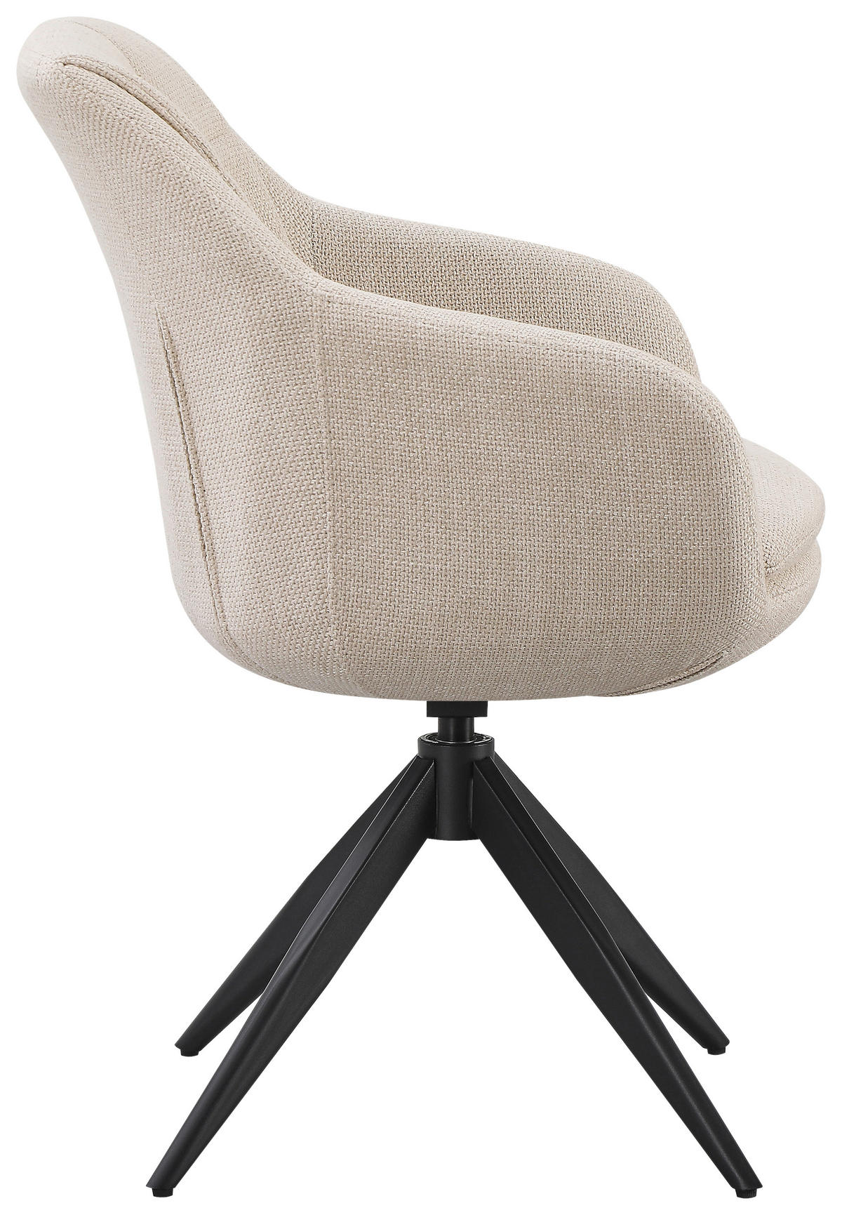 ARMLEHNSTUHL  Sitzfläche 360° drehbar, automatische Rückholfunktion Webstoff  Schwarz, Beige  - Beige/Schwarz, Design, Textil/Metall (63/83/61cm) - Novel