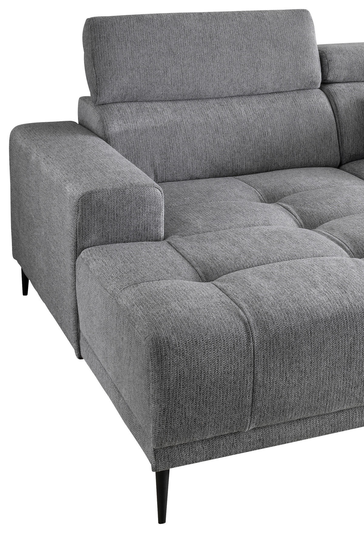 ECKSOFA  Silberfarben Chenille  - Silberfarben/Schwarz, KONVENTIONELL, Textil/Metall (200/188cm) - Livetastic