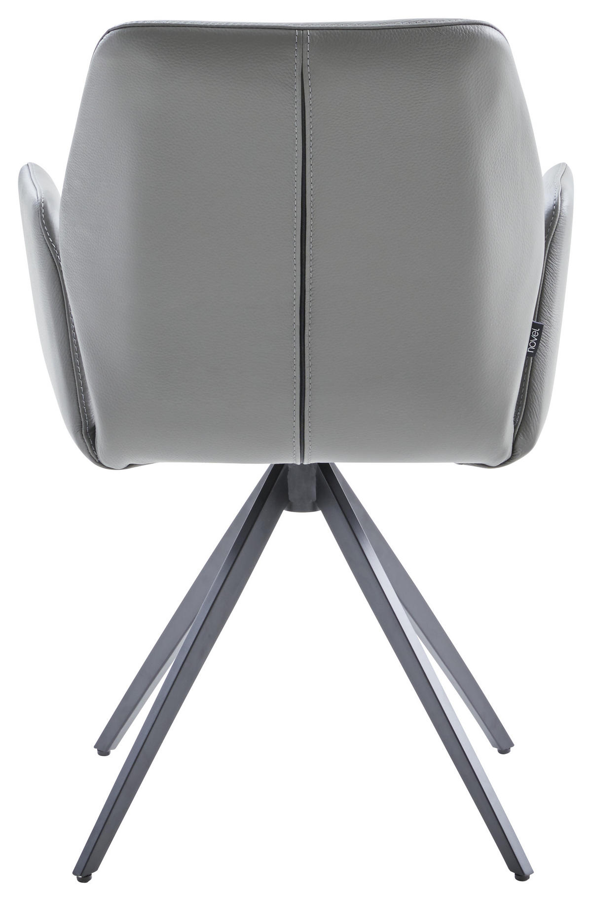 ARMLEHNSTUHL  in Stahl Echtleder  - Schwarz/Grau, Design, Leder/Metall (58/88/59cm) - Novel