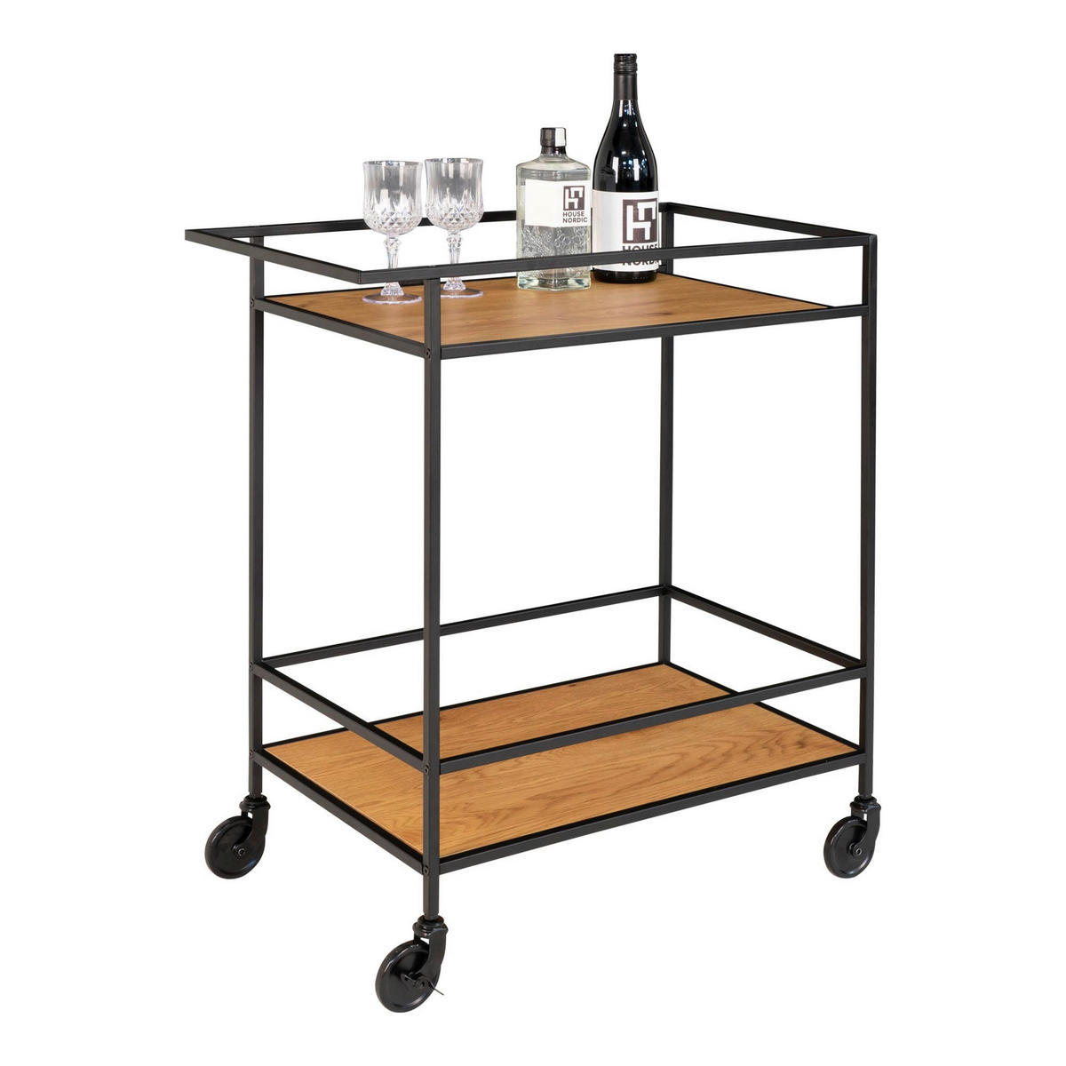 SERVERINGSVAGN i svart, ljusbrun  - ljusbrun/svart, Basics, metall/trämaterial (40/79/68cm) - Ambia Home