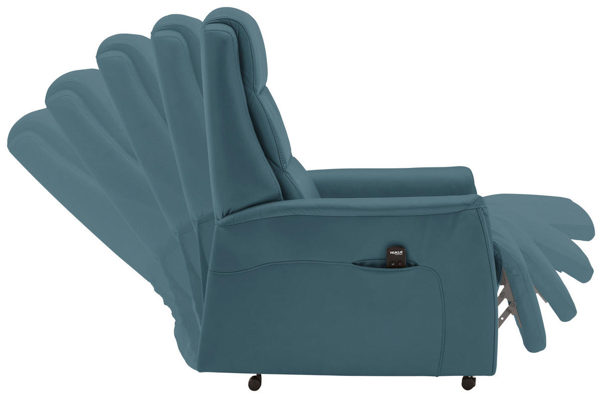 FERNSEHSESSEL Valdera  mit Relaxfunktion, Aufstehhilfe, Rücken echt Echtleder Blau  - Blau/Schwarz, KONVENTIONELL, Leder/Kunststoff (70/107/88cm) - Livetastic