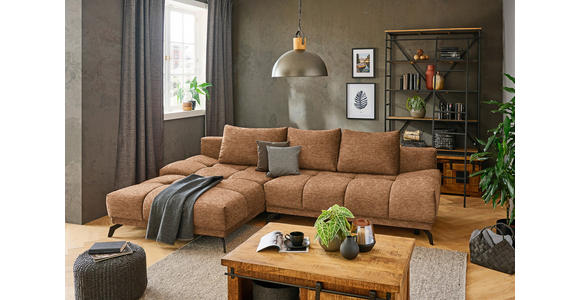 ECKSOFA in Chenille Goldfarben  - Goldfarben/Schwarz, MODERN, Textil/Metall (182/290cm) - Hom`in