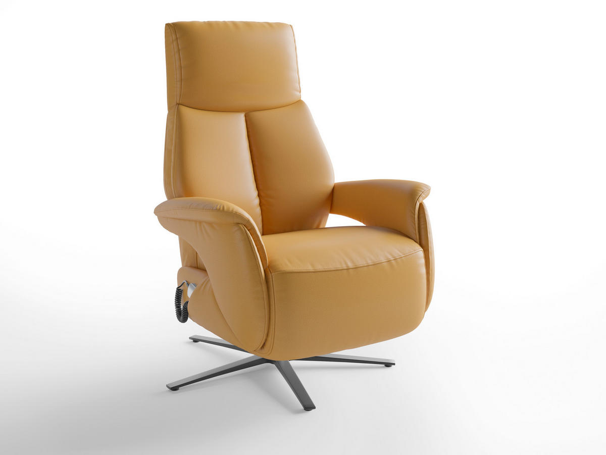 RELAXSESSEL Leder Currygelb  - Currygelb/Schwarz, Basics, Leder/Metall (75/110/85cm) - Sit & More
