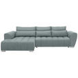 ECKSOFA in Webstoff Türkis  - Türkis/Silberfarben, MODERN, Kunststoff/Textil (218/304cm) - Carryhome