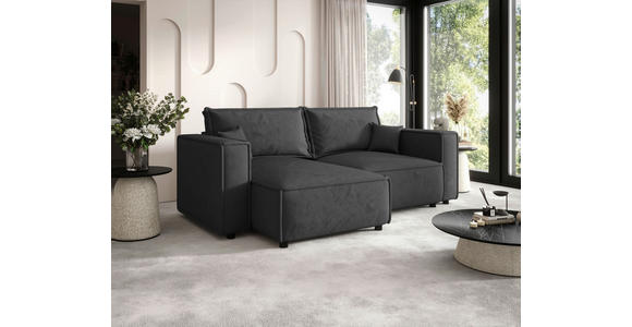 ECKSOFA Anthrazit Webstoff Zierkissen, Rückenkissen, Rücken echt  - Anthrazit/Schwarz, MODERN, Kunststoff/Textil (153/250cm) - Xora