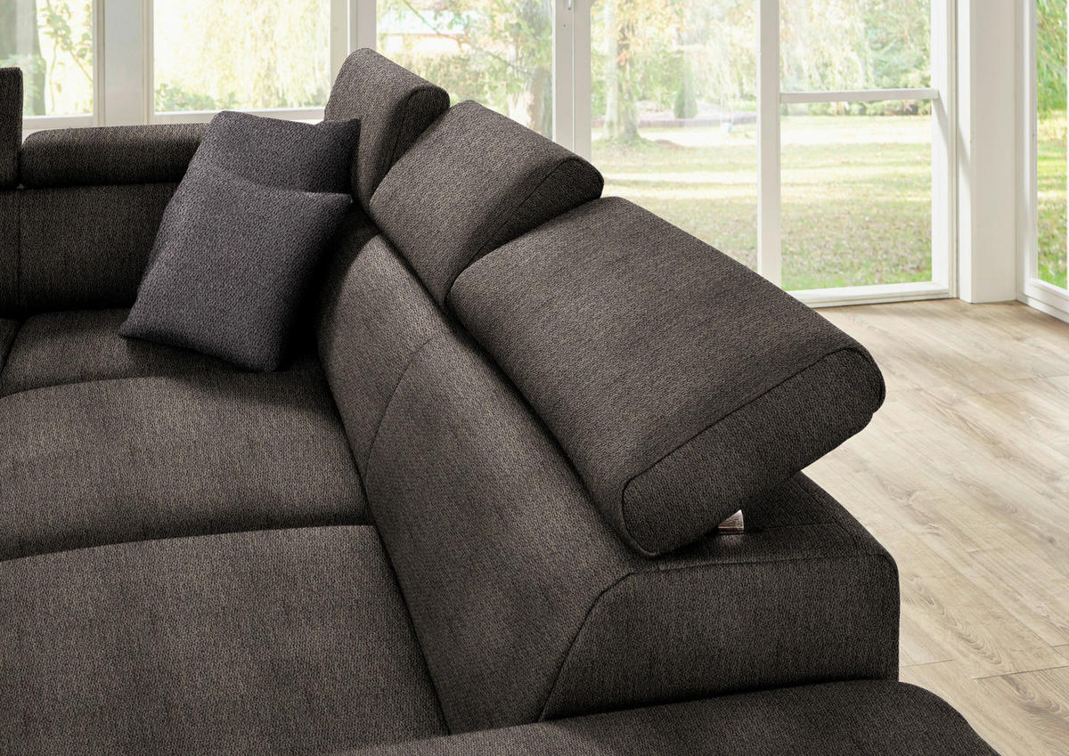 ECKSOFA Mikrofaser Fango  - Fango/Eichefarben, Natur, Holz/Textil (273/226cm) - Beldomo System