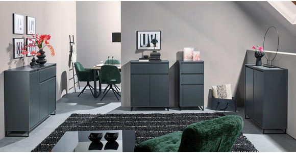 KOMMODE  in 80/103/38 cm  - Anthrazit/Schwarz, KONVENTIONELL, Holzwerkstoff/Metall (80/103/38cm) - Carryhome