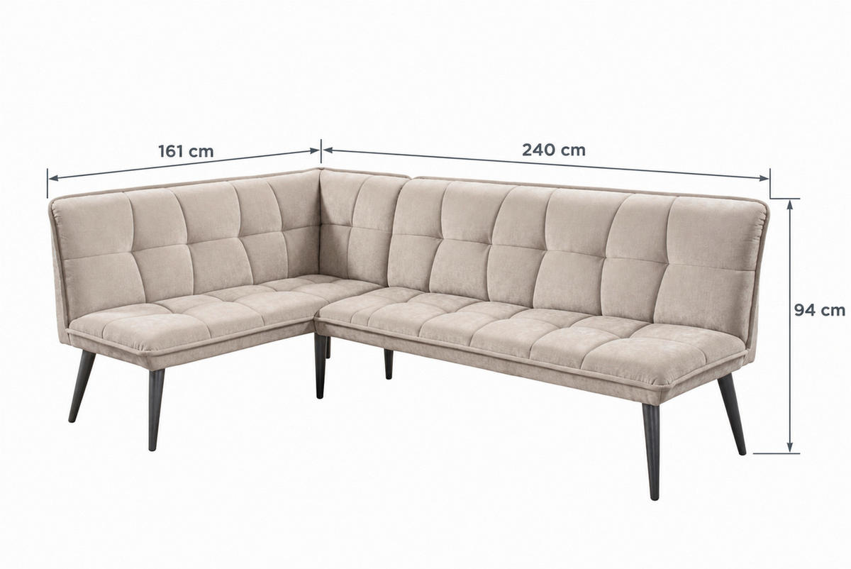 KLUPA KUTNA  bež  drvo, tekstil, drvni materijal      - bež/crna, Moderno, drvni materijal/drvo (240/161cm) - Livetastic