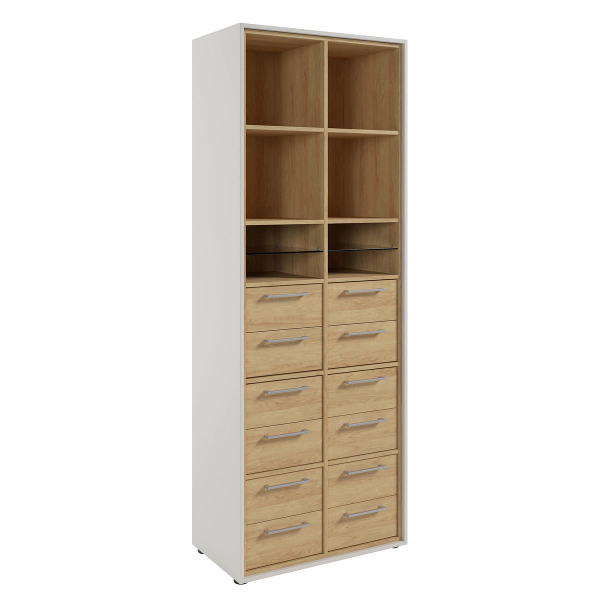 AKTENREGAL Weiß, Hickory  - Schwarz/Weiß, MODERN, Holzwerkstoff/Kunststoff (73,5/201/42,9cm) - Novel