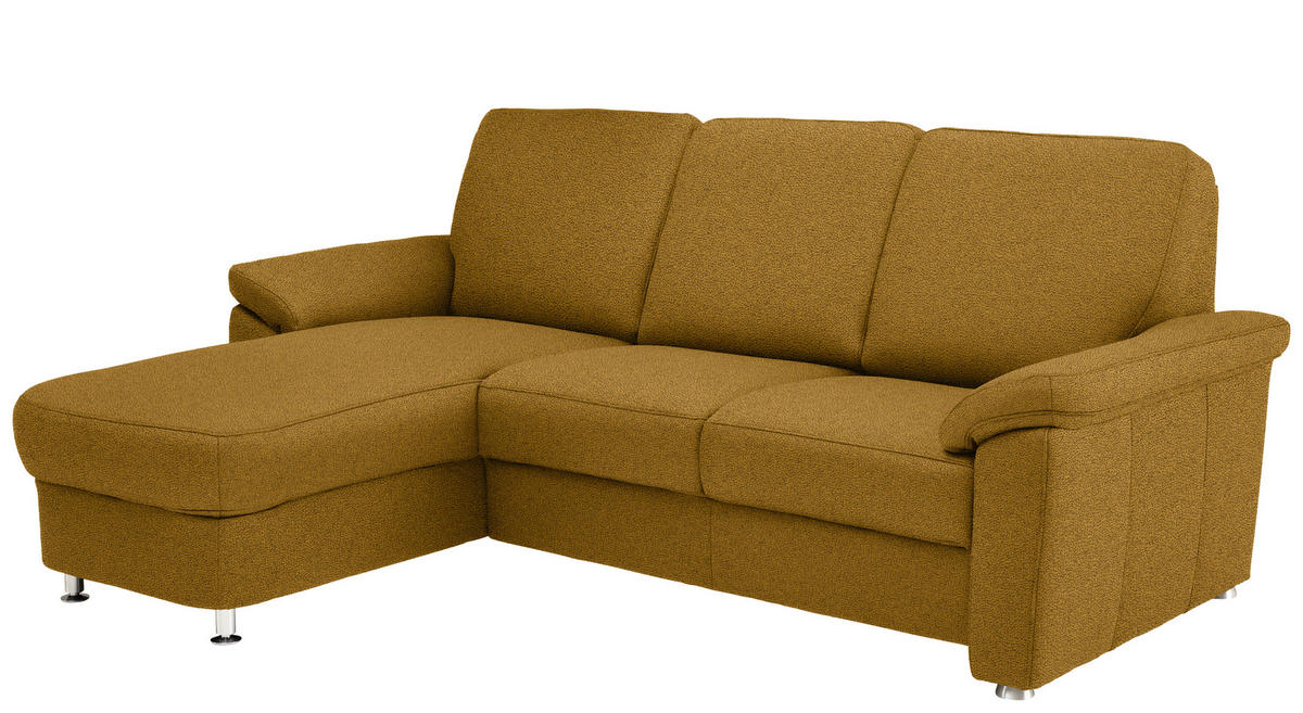 ECKSOFA in Flachgewebe Braun, Grün  163/250 cm  - Chromfarben/Braun, KONVENTIONELL, Textil/Metall (163/250cm) - Beldomo System