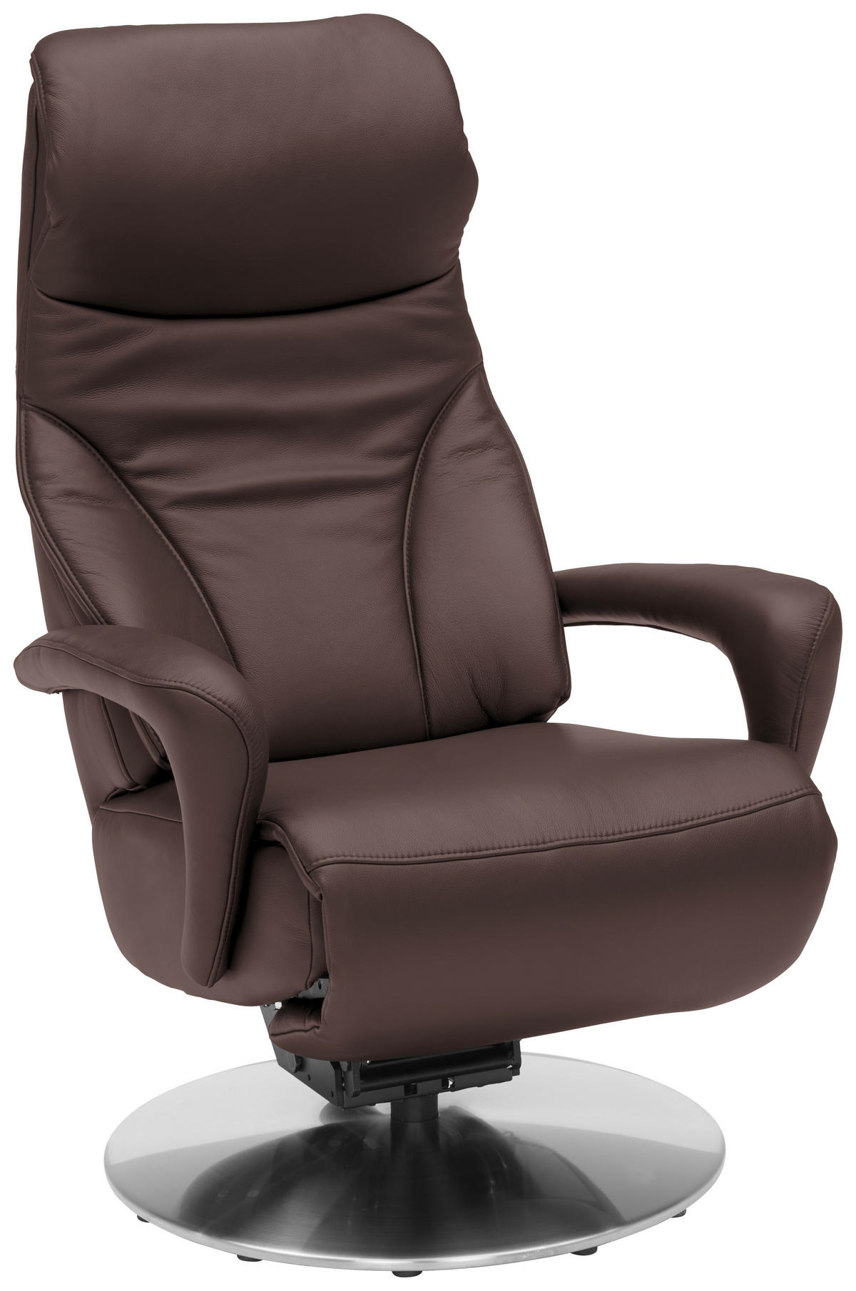 RELAXSESSEL in Leder Dunkelbraun  - Edelstahlfarben/Dunkelbraun, Design, Leder/Metall (75/117/88cm) - Dieter Knoll