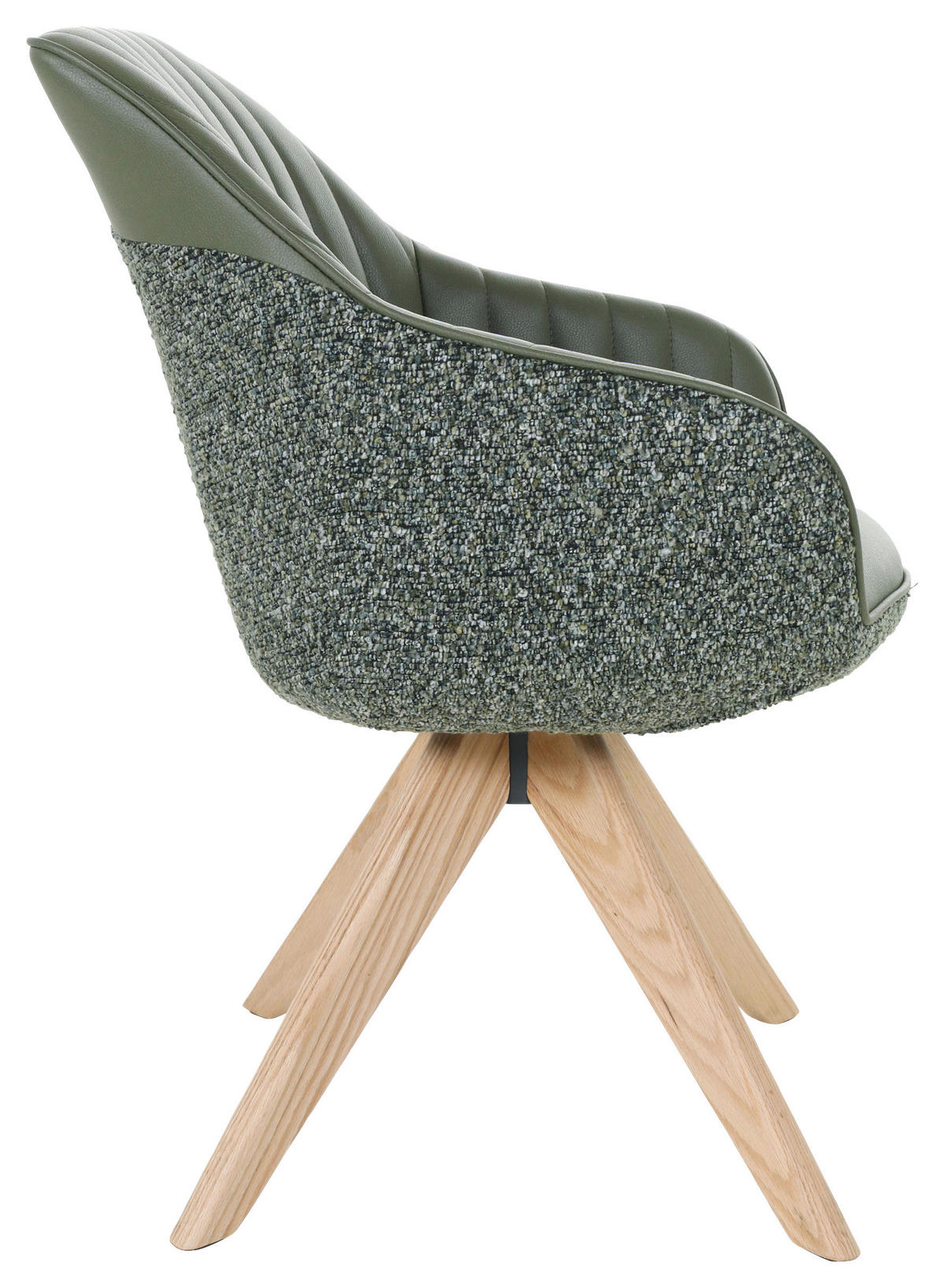 STOLIČKA S PODRÚČKAMI, ženilka, vzhľad kože, zelená, farba duba - zelená/farba duba, Konventionell, drevo/textil (60/83/65cm) - home24