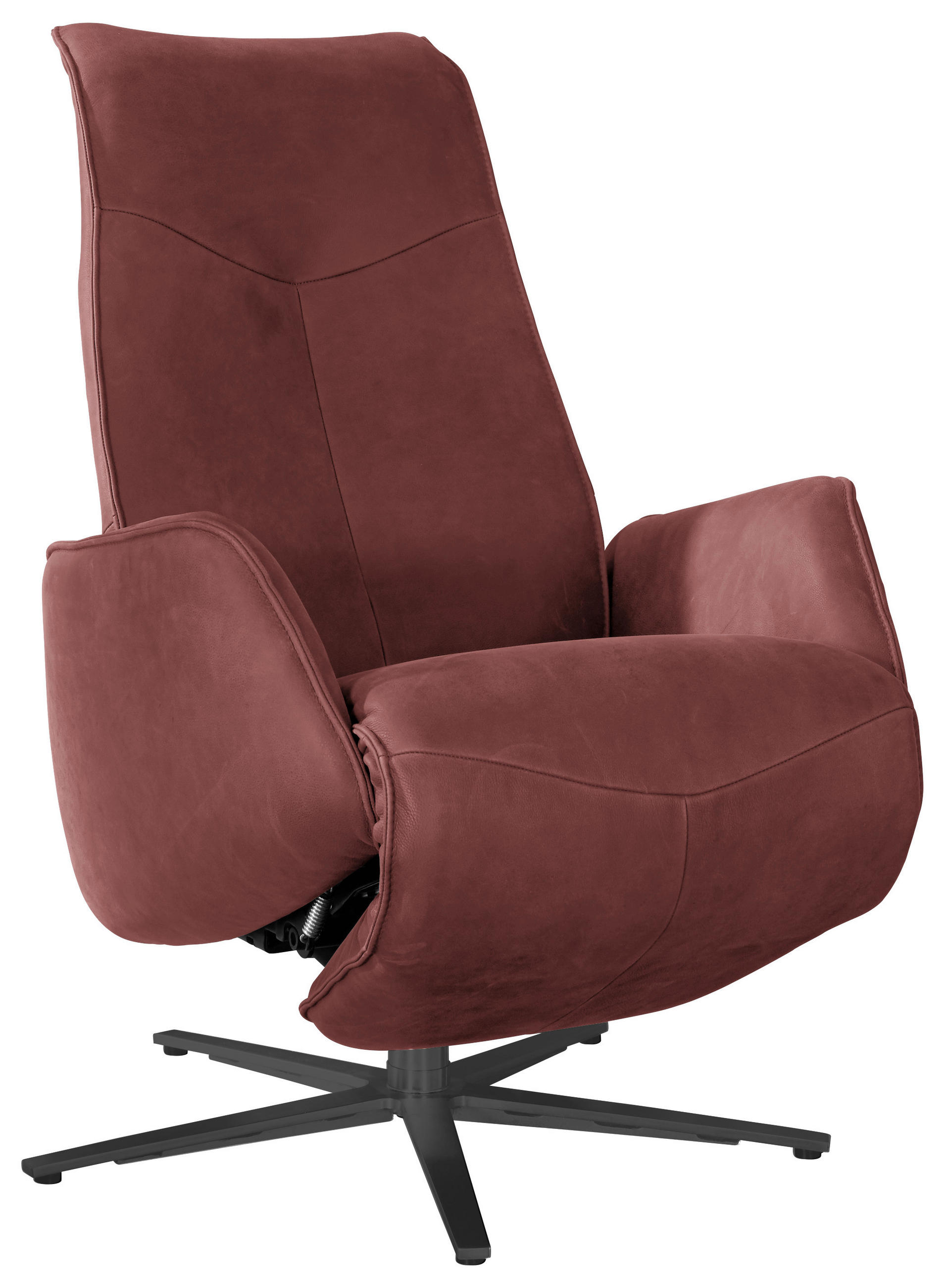 RELAXSESSEL in Leder Rotbraun  - Rotbraun/Anthrazit, Design, Leder/Metall (71/114/84cm) - Johann Jakob