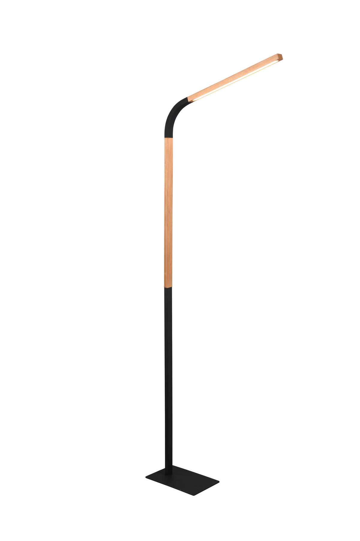 LED STOJACÍ LAMPA, 169,5 cm - černá/přírodní barvy, Basics, kov/dřevo (169,5cm)