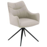 ARMLEHNSTUHL  Sitzfläche 360° drehbar, automatische Rückholfunktion  Echtleder  - Beige/Schwarz, Design, Leder/Metall (57/86,5/61,5cm) - Novel