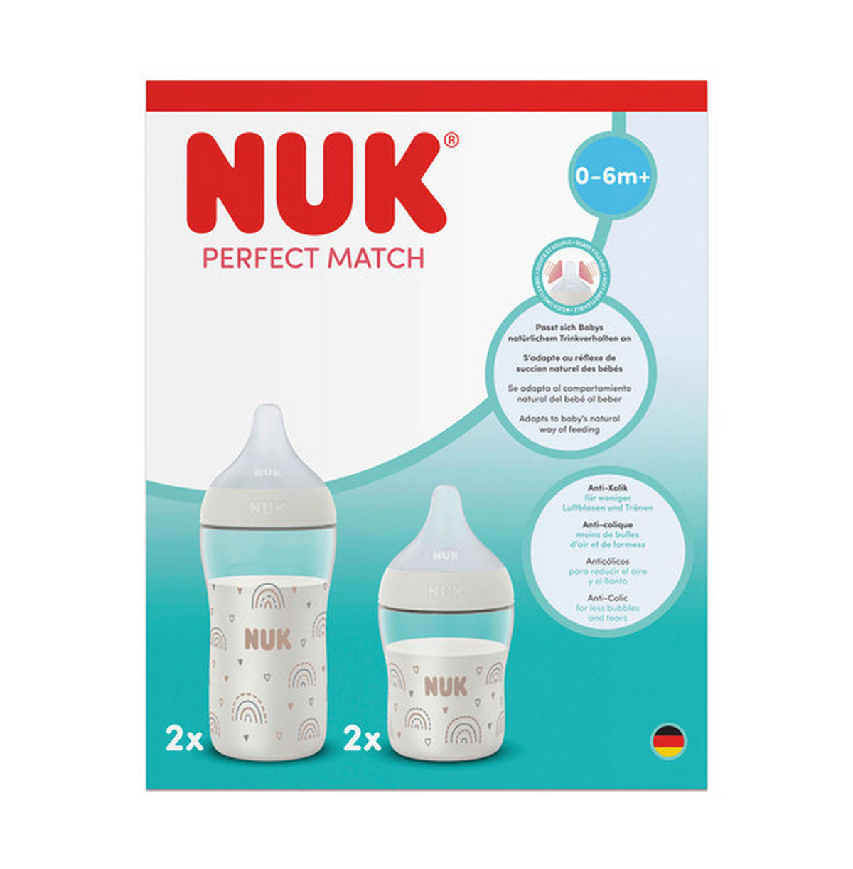 FLÄSCHCHENSET Perfect Match 4-teilig  - Beige, Basics, Kunststoff (14,2/14,2/18,4cm) - NUK