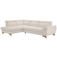 ECKSOFA in Bouclé Creme  212/287 cm  - Eichefarben/Creme, MODERN, Holz/Textil (212/287cm) - Valnatura