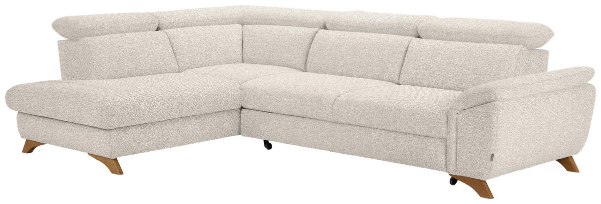 ECKSOFA in Bouclé Creme  - Eichefarben/Creme, Modern, Holz/Textil (212/287cm) - Valnatura