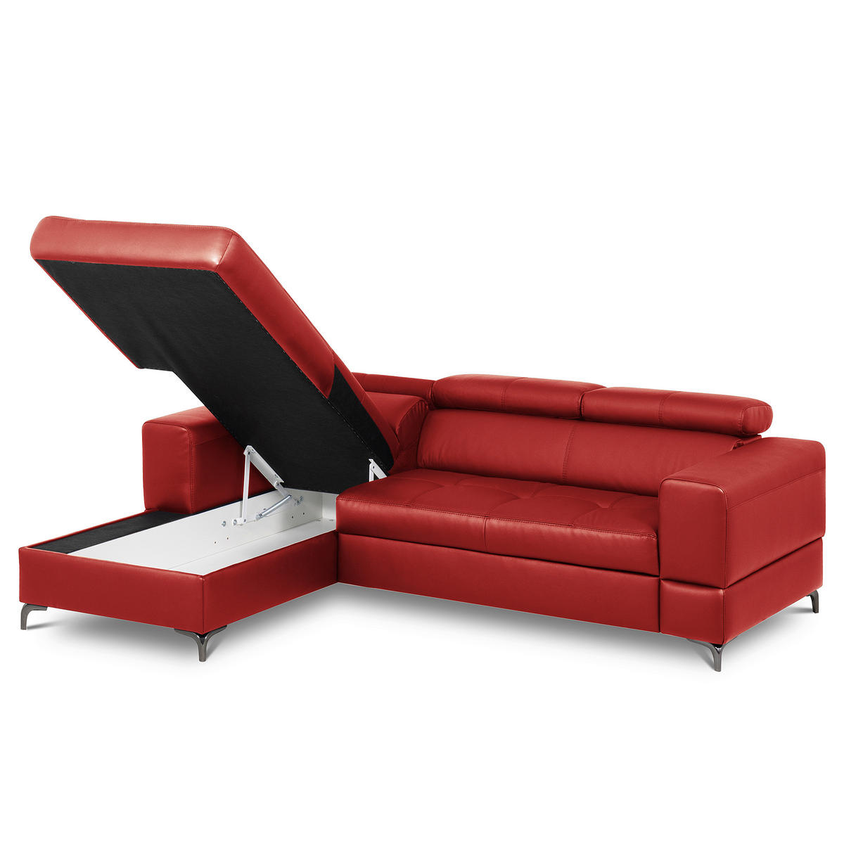 ECKSOFA  in Lederlook Echtleder Rot  - Rot/Schwarz, Design, Leder/Textil (173/247cm) - Livetastic