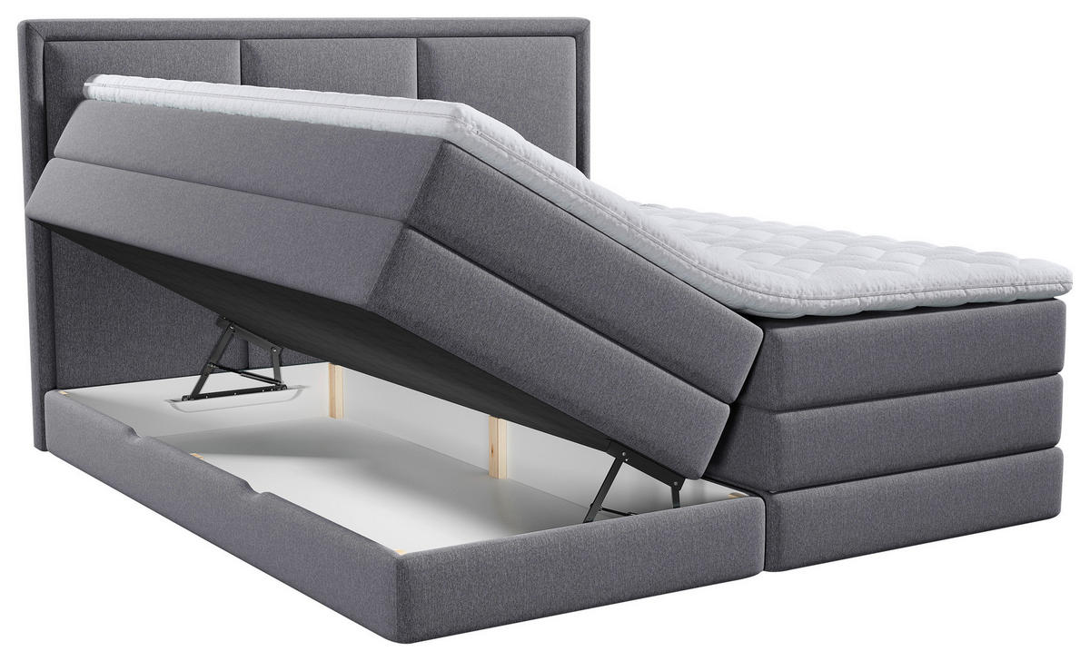 BOXSPRINGBETT 200/200 cm  in Dunkelgrau  - Dunkelgrau, Design, Holzwerkstoff/Kunststoff (200/200cm) - MID.YOU