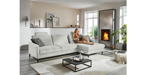 ECKSOFA  in Chenille, Flachgewebe Beige  316/175 cm  - Beige/Schwarz, Design, Textil/Metall (316/175cm) - Dieter Knoll