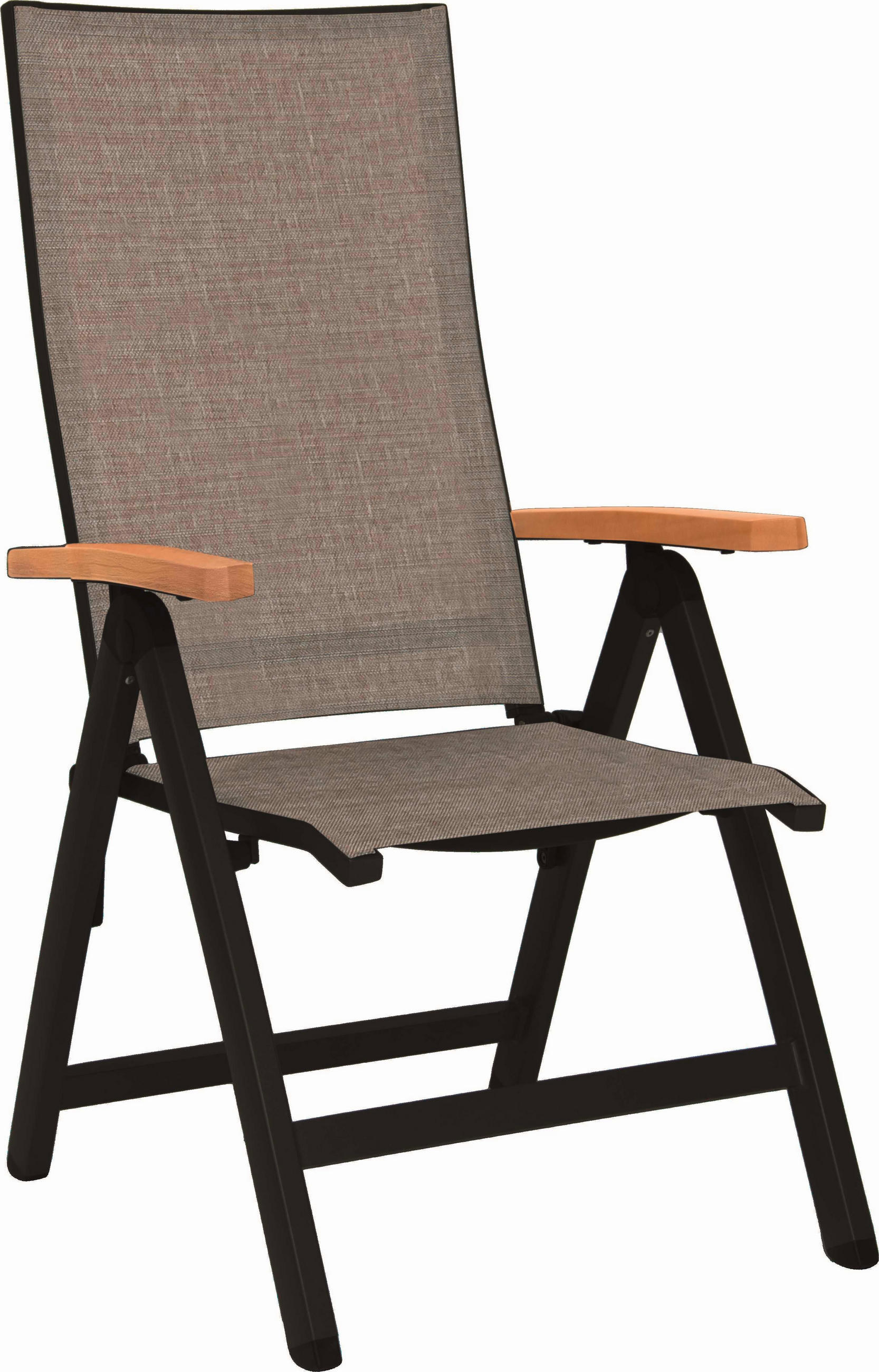 GARTENKLAPPSESSEL Teakholz Aluminium Grau, Schwarz  - Schwarz/Grau, Basics, Holz/Textil (60/75/113cm) - Stern