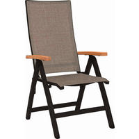 GARTENKLAPPSESSEL Teakholz Aluminium Grau, Schwarz  - Schwarz/Grau, Basics, Holz/Textil (60/75/113cm) - Stern