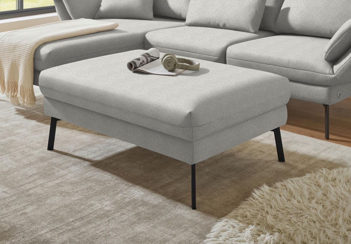 ECKSOFA  in Flachgewebe Silberfarben  175-224/255-365 cm  - Silberfarben/Schwarz, Design, Textil/Metall (175-224/255-365cm) - Dieter Knoll