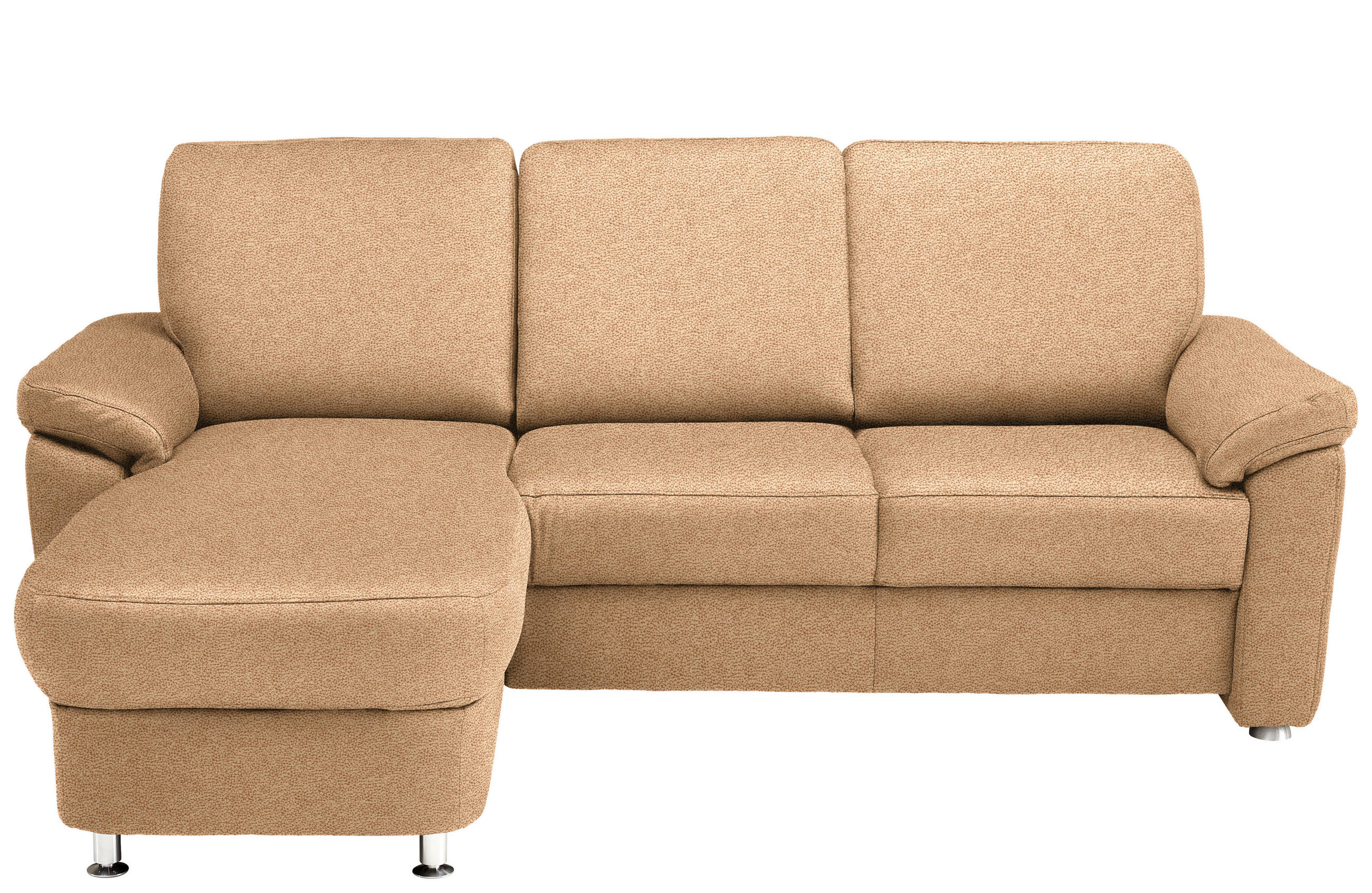 ECKSOFA in Flachgewebe Hellbraun  - Chromfarben/Hellbraun, Konventionell, Textil/Metall (163/220cm) - Beldomo System