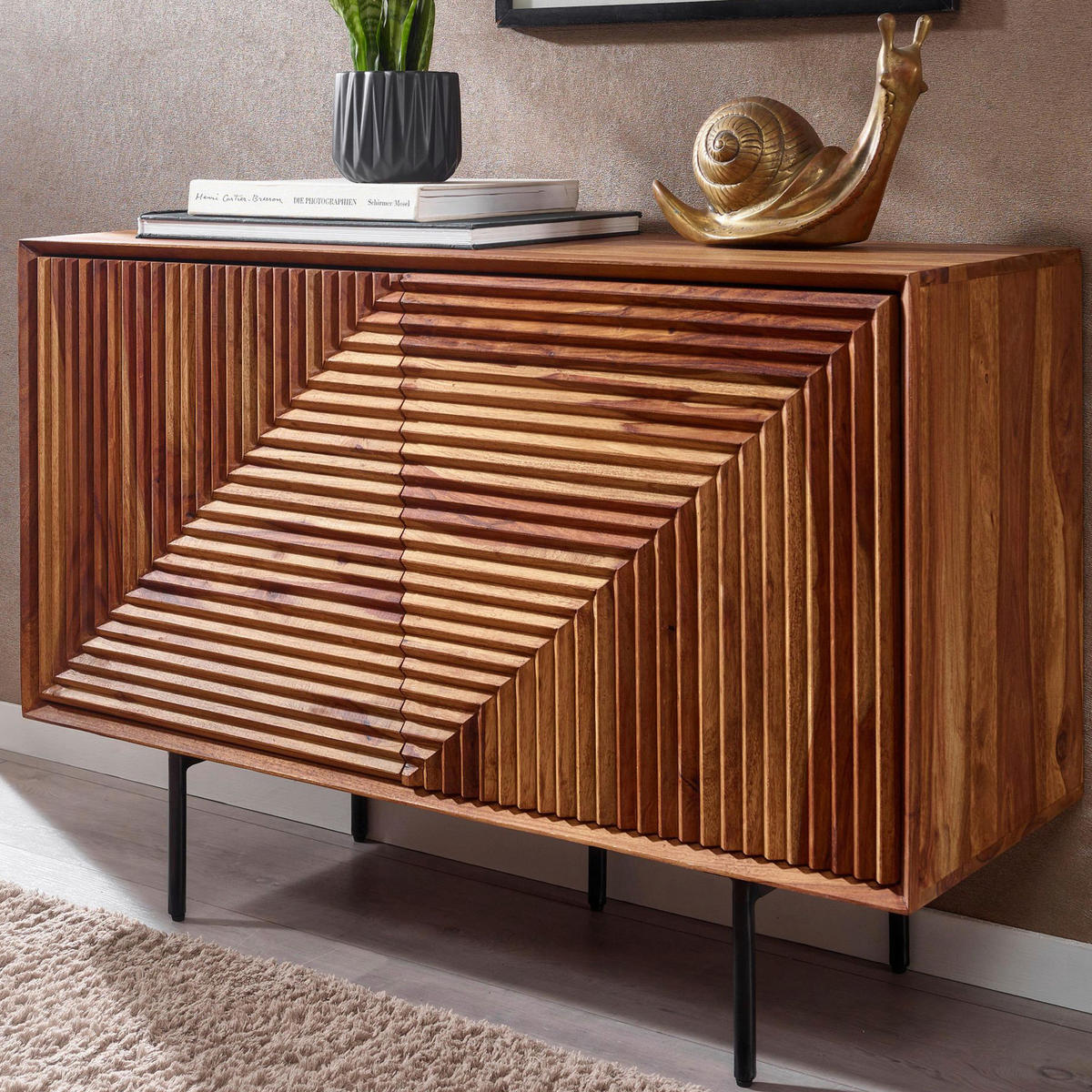 SIDEBOARD  in 100/71/40 cm  - Sheeshamfarben/Schwarz, Design, Holz/Metall (100/71/40cm) - MID.YOU