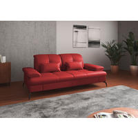 3-SITZER-SOFA in Vliesstoff Kombination Echtleder/Stoff Rot  - Rot/Schwarz, KONVENTIONELL, Leder/Textil (212/90/122cm) - Sit & More