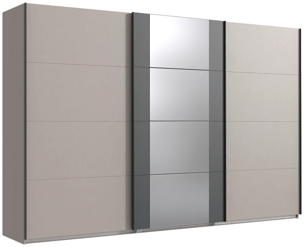 SCHWEBETÜRENSCHRANK  in Graphitfarben, Sahara  - Schwarz/Graphitfarben, KONVENTIONELL, Glas/Holzwerkstoff (313/208/64cm) - Carryhome