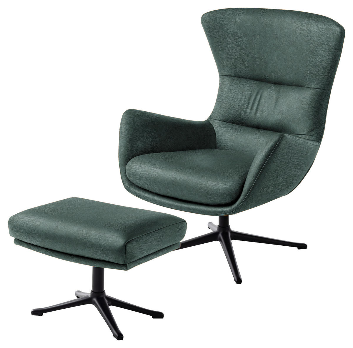 OHRENSESSEL in Waldgrün  - Waldgrün/Schwarz, Design, Leder/Metall (84/104/96cm) - home24